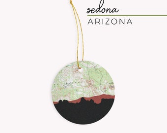 Sedona Christmas ornament, Sedona AZ ornament, Sedona gifts, Sedona souvenir, Arizona Christmas, southwestern decor, Sedona map gifts