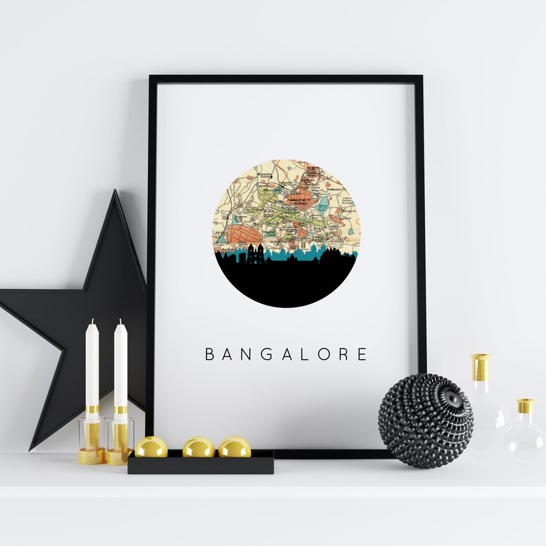 Bangalore map Bangalore wall art Bangalore poster Bangalore Etsy