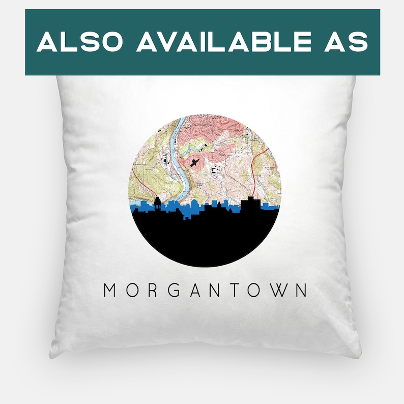 Morgantown WV map art, Morgantown WV art print, Morgantown print, West Virginia decor, West Virginia map art, West Virginia skyline art image 7