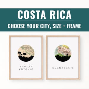 Map of Costa Rica Cities Print | Coastal and Nature Art, Guanacaste and Manuel Antonio Decor, Perfect Costa Rica Gifts & Travel Memories