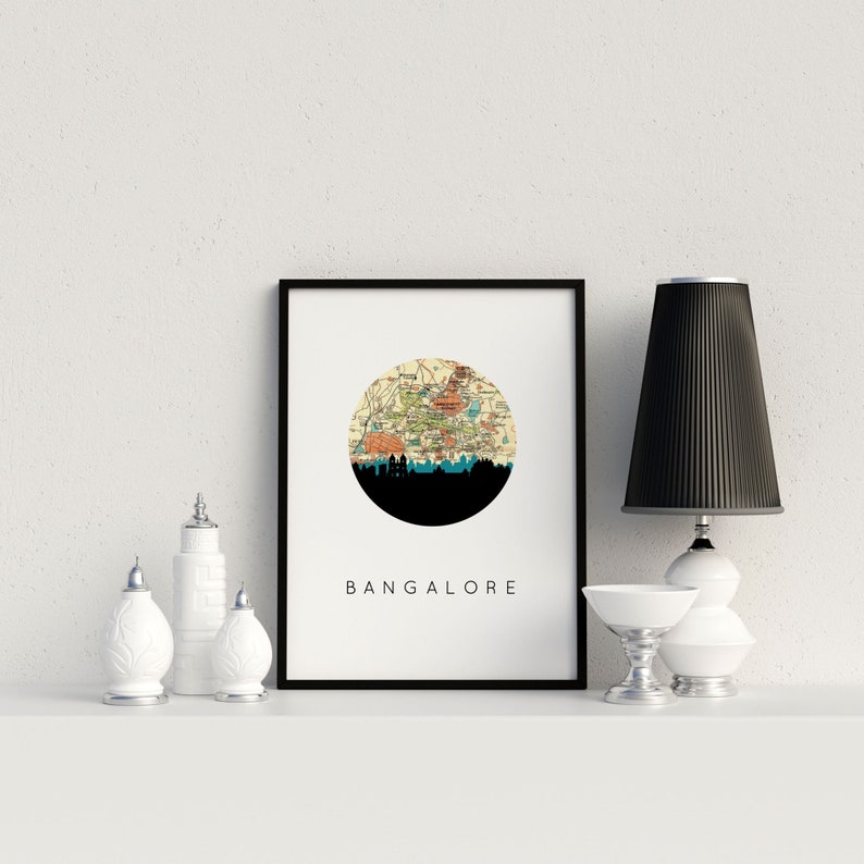 Bangalore map Bangalore wall art Bangalore poster Bangalore Etsy