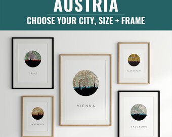 Austria art prints, framed Austria wall art, Vienna Austria art, Salzburg Austria print, Graz Austria poster, Austria decor