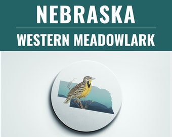 Nebraska state bird coaster set, Lincoln Nebraska gifts, Omaha Nebraska home decor, bird lover gifts, bird coasters, set of coasters