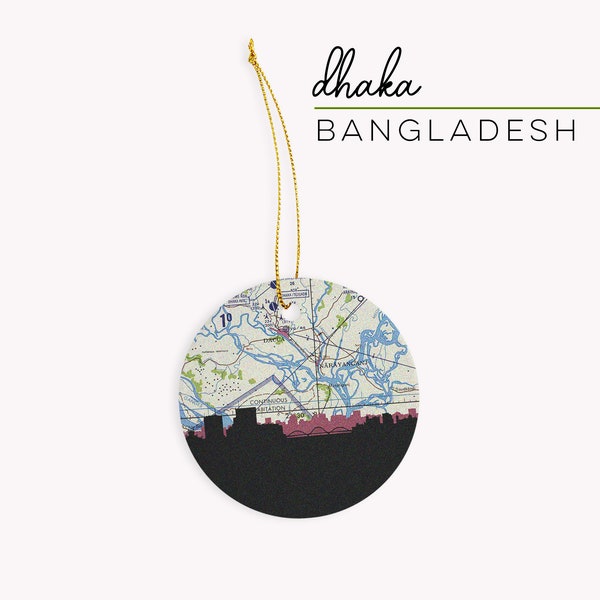 Dhaka Bangladesh map ornament, Dhaka Bangladesh Christmas ornament, Bangladesh gifts, travel ornaments, gift for traveler, Asia ornament