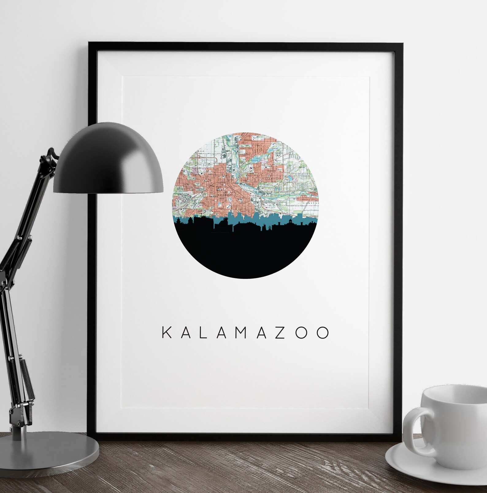 Kalamazoo Map Art Kalamazoo Poster Kalamazoo Michigan Wall Etsy
