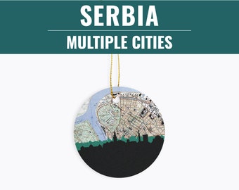 Serbia Christmas ornament, Belgrade Serbia ornament, Nis Serbia gifts, Serbia home decor, Belgrade skyline ornament, European Christmas gift