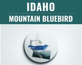 Idaho Mountain Bluebird Coaster Set: Idaho Home Decor Gift