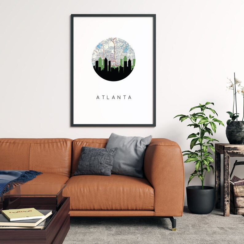 Georgia bulldog gifts Atlanta map art Atlanta realtor gift Atlanta skyline print state of Georgia housewarming gifts Atlanta art