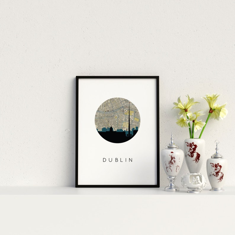 Dublin skyline Dublin map art print Dublin print Dublin Etsy