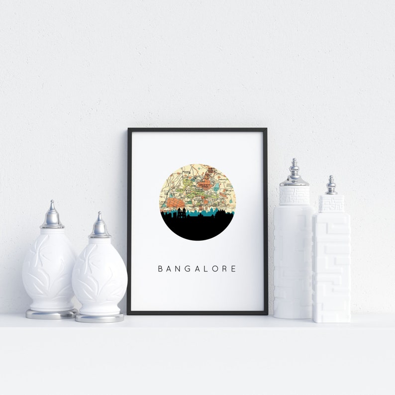 Bangalore map Bangalore wall art Bangalore poster Bangalore Etsy