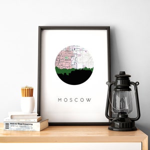 Moskou Idaho kunst, Idaho art print, Idaho kaartkunst, ingelijste Idaho kunst, Idaho geschenken, Idaho geschenken, stadsplattegrond Idaho, Idaho ingelijste kunstprint