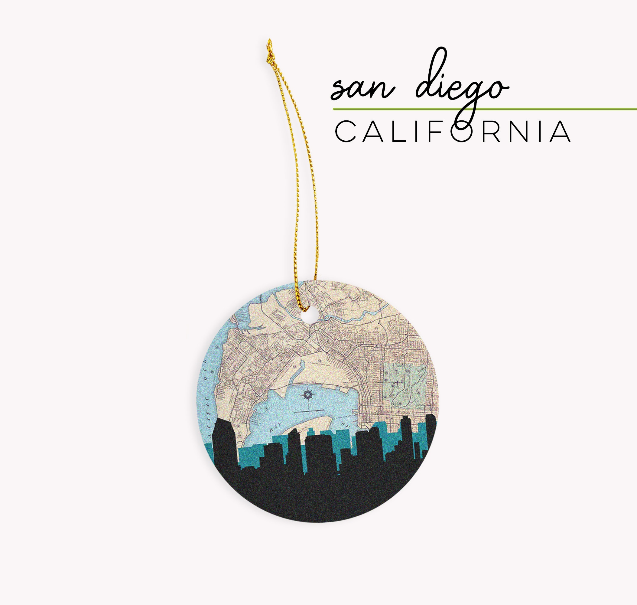 San Diego California Christmas ornament San Diego skyline Etsy