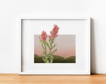 Stampa artistica floreale dello stato del Wyoming: decorazione murale botanica
