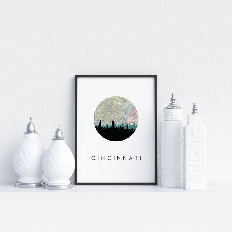 Cincinnati art print Cincinnati skyline wall art Cincinnati Etsy