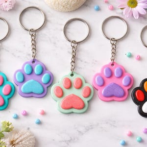 Cute Paw Print Keychain 3d | Colorful 3d Dog Paw Key Ring | Kawaii Animal Paw Charm | Gift for Dog Lovers | Backpack Charm