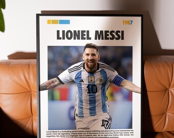 Poster Lionel Messi – Affiche Vintage Argentine Pour Fans De Foot – Déco Murale GOAT