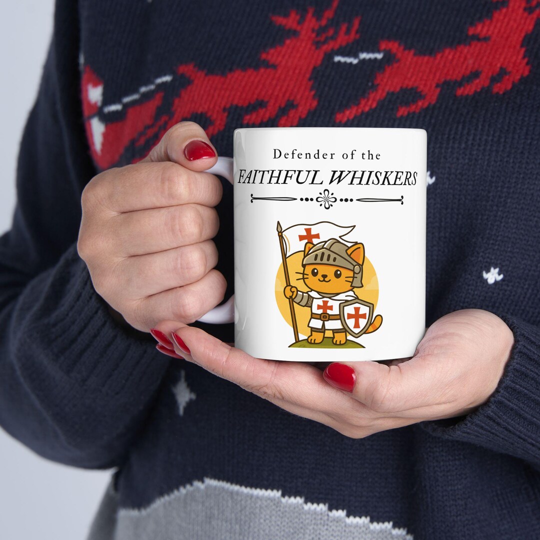 Kawaii Crusader Cat Mug | Knight Coffee Cup (11, 15oz) - Etsy