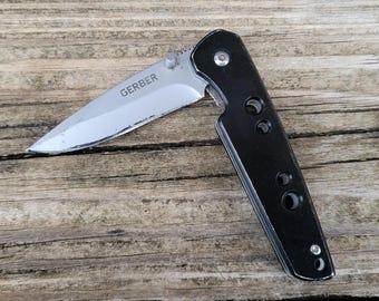 Pre-owned Gerber 4661018A Liner Lock Single Blade Folding Pocket Knife Black Handle
