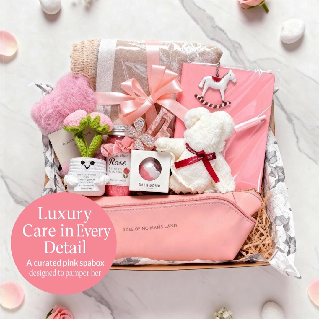 Luxury Pink Self Care Gift Box for Her,hug in a Box:hot Pink Spa Set ...