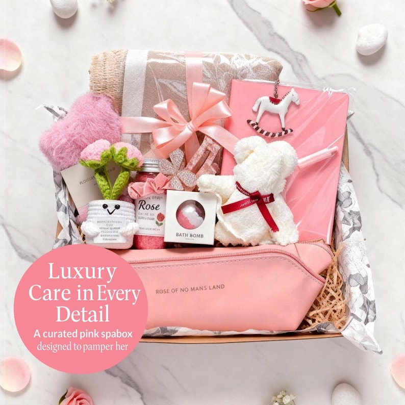 Luxury Pink Self Care Gift Box for Her,hug in a Box:hot Pink Spa Set ...