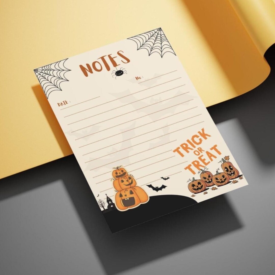 Spooky Halloween Themed Printable Note Pad - A4 & A5 Trick or Treat ...