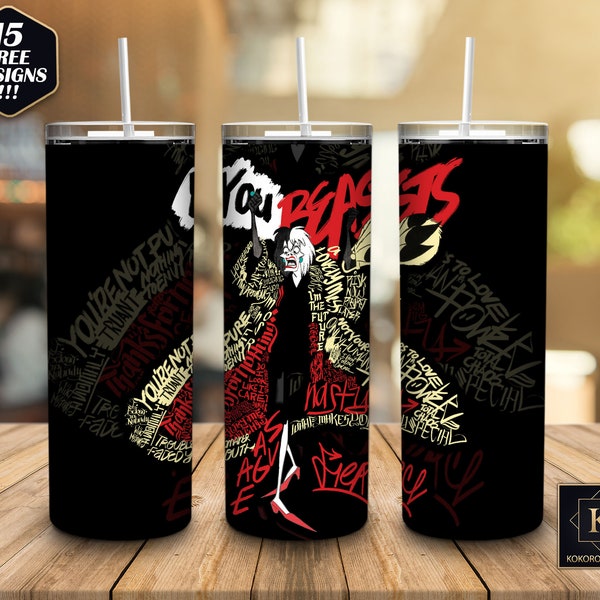 Villains 20 Oz Skinny Tumbler Wrap Png Sublimation Instant Download, Halloween Cartoon Tumbler Wrap Png, 20 Oz Wrap Instant Download