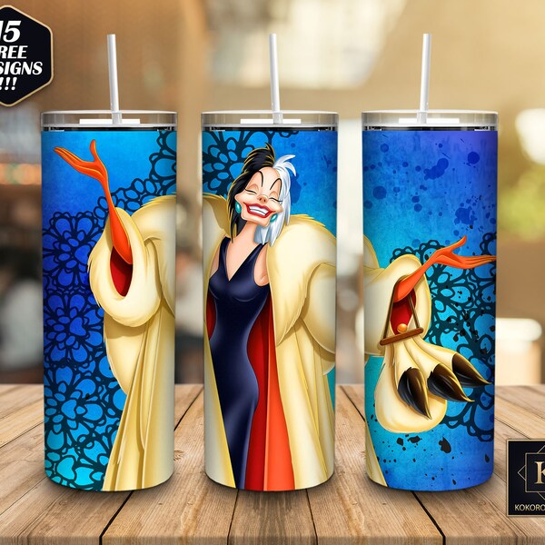 Villains 20 Oz Skinny Tumbler Wrap Png Sublimation Instant Download, Halloween Cartoon Tumbler Wrap Png, 20 Oz Wrap Instant Download