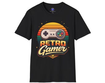 Retro Gamer | Retro Controller Graphic T-Shirt | Vintage Gamer Tee, Sun-Faded Palette