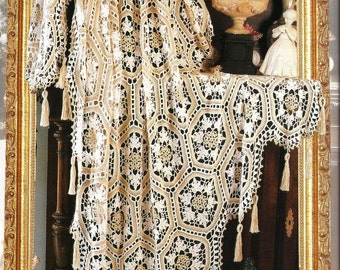 Crochet Afghan Pattern Vintage Lacy Tassel Blanket Throw Heirloom PDF Instant Digital Download Delicate Victorian Motif