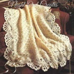 Vintage Crochet Pattern Heirloom Victorian Lace Afghan Blanket Ecru Throw PDF Instant Digital Download Lapghan Coverlet