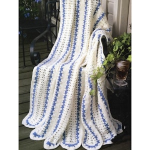 Vintage Mile a Minute Afghan Crochet Pattern Spring Veranda Throw blanket PDF Instant Digital Download