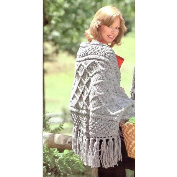 Vintage Shawl Knitting Pattern Grey Irish Shawl Knitted Wrap Scarf PDF INSTANT Digital DOWNLOAD