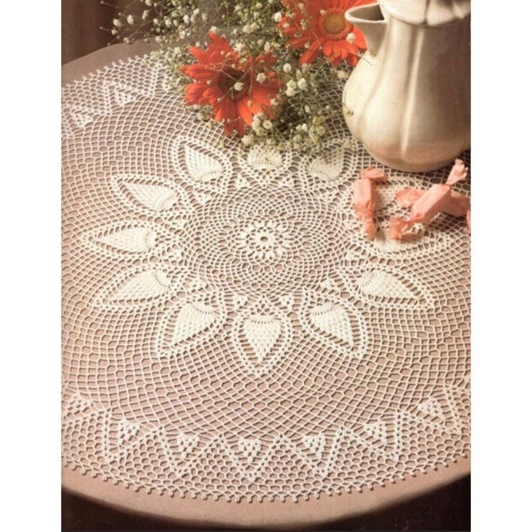 Vintage Crochet Pattern Large 24" Round Pineapple Table Top Doily Tablecloth PDF Instant Digital Download Holiday Christmas Heirloom