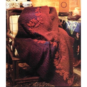 Vintage Crochet Pattern Swirling Falling Leaves Afghan Colorblock Leaf Autumn Blanket Throw PDF Instant Digital Download