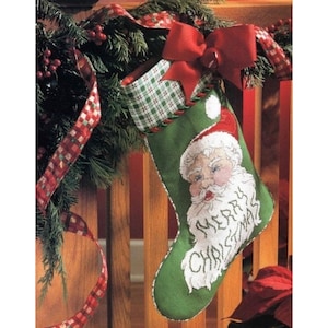 Vintage Cross Stitch Christmas Stocking Pattern Santa Claus Classic Jolly St. Nick PDF Pattern INSTANT Digital DOWNLOAD Merry