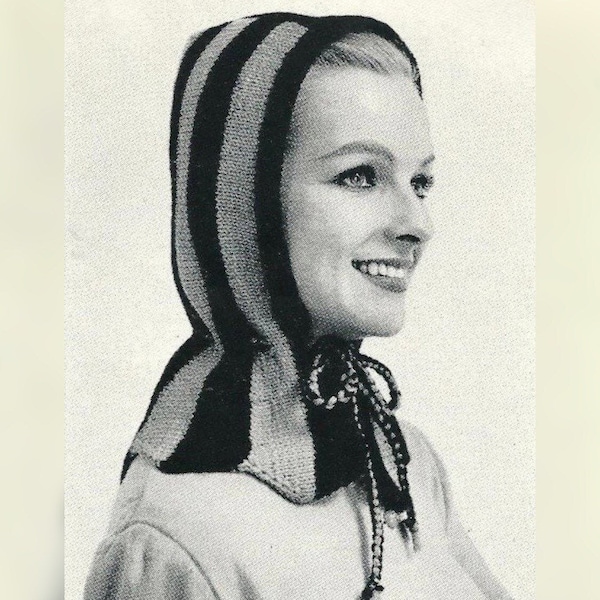 Vintage Knitting Pattern 1950s Knitted Winter Hood Pixie Hat PDF Instant Digital Download