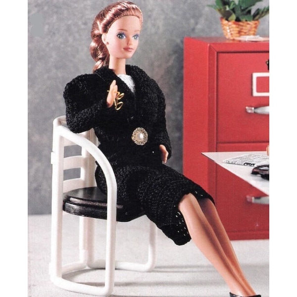 Vintage Crochet Pattern Barbie Fashion Doll Classic Career Business Suit Skirt Jacket Shell PDF Instant Digital Download 3 piece suit