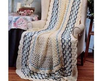 Vintage Afghan Crochet Pattern Lacy Lovers Knot Throw Blanket PDF Instant Digital Download