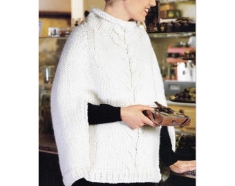 Vintage Knitting Pattern Women's Turtleneck Sweater Cape Knitted Poncho PDF Instant Digital DOWNLOAD