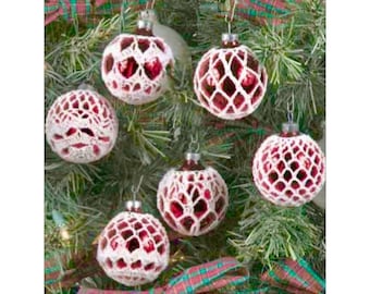 Vintage Crochet Pattern Holiday Christmas Balls Elegant Ornaments PDF Instant Download Pattern Set of 6 Lacy Victorian Ornaments