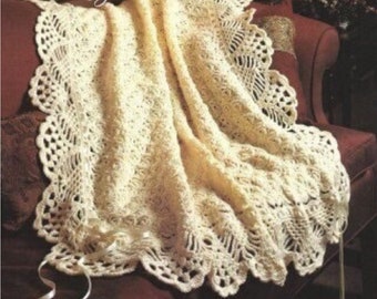 Vintage Crochet Pattern Heirloom Victorian Lace Afghan Blanket Ecru Throw PDF Instant Digital Download Lapghan Coverlet