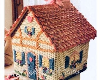 Vintage Christmas Crochet Pattern Gingerbread House Woodland Cottage PDF Instant Digital DOWNLOAD Princess Fairytale House