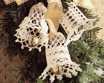 Vintage Christmas Crochet Pattern Lacy Bells Of Peace Holiday Ornament Decorations  PDF Pattern INSTANT DOWNLOAD Crochet Cotton