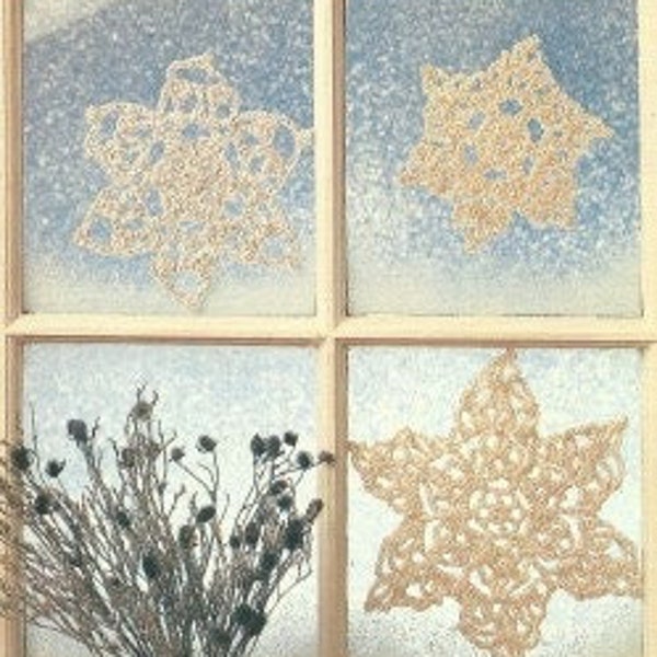 Vintage Snowflake Crochet Pattern Ornaments Winter Snowflakes Motif PDF Instant Digital Download Christmas Holiday Window Decorations
