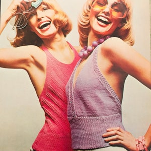 Vintage Knitting Pattern Knit Diagonal Ribbed Halter Top Summer Sleeveless Top PDF Instant Digital Download Lilac Surplice Halter Top