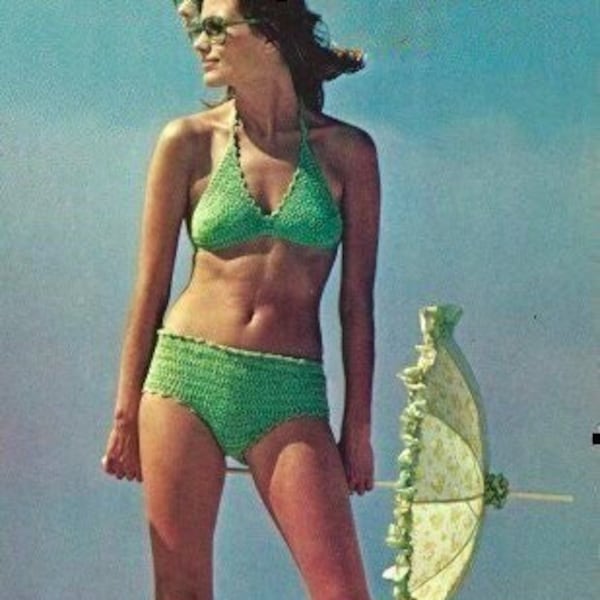 Vintage Crochet Pattern Bikini Swimsuit Cover Up PDF Instant Digital Download Beginners Project Quick and Easy