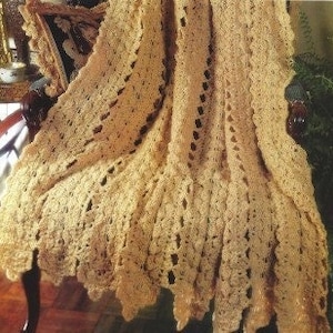 Mile a Minute Vintage Crochet Pattern Filigree Fantasy Lacy Afghan Throw Blanket  PDF Instant Digital Download