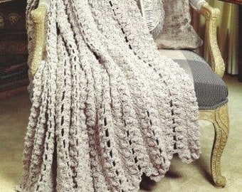 Vintage Crochet Pattern Crowning Beauty Lace Afghan Throw Mile a Minute Monochromatic Blanket PDF Instant Digital Download