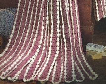 Mile a Minute Vintage Crochet Pattern Ruffled Treasure Afghan Throw Blanket mPDF Instant Digital Download