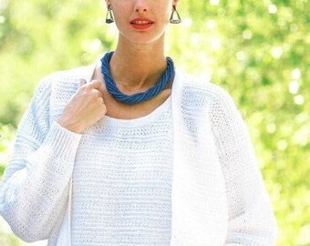 Vintage Crochet Pattern Classic Cardigan and Cami Tank Top Sweater Set Lightweight Spring Top PDF Instant Digital Download